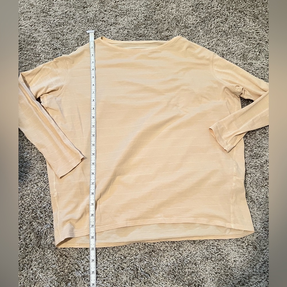 Lululemon Women's Cream and white striped Long Sleeve Top Sz 4